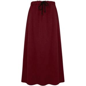 imageIDEALSANXUN Fleece Lined Long Skirts for Womens Elastic Waist Aline Warm Winter Skirts with PocketsWineMidi Length