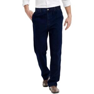 imageIDEALSANXUN Mens Elastic Waist Jeans with Zipper and ButtonRetro Blue