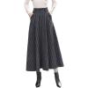 imageIDEALSANXUN Long Wool Skirts for Womens Fall Winter High Waist Vintage Pleated SkirtsGreyStriped