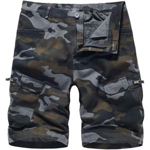 imageIDEALSANXUN Camo Cargo Shorts for Men Summer Casual Relaxed Fit Outdoor Camouflage Shorts Cargo PantsCamo Black
