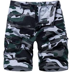 imageIDEALSANXUN Camo Cargo Shorts for Men Summer Casual Relaxed Fit Outdoor Camouflage Shorts Cargo PantsCamo Green