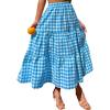 imageIDEALSANXUN Womens Gingham Maxi Skirts Elastic High Waisted Gingham Flowy Spring Summer Y2K Casual Boho Plaid SkirtBlue