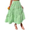 imageIDEALSANXUN Womens Gingham Maxi Skirts Elastic High Waisted Gingham Flowy Spring Summer Y2K Casual Boho Plaid SkirtLight Green