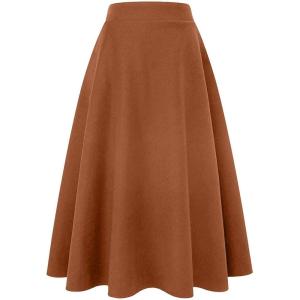 imageIDEALSANXUN Womens Plaid Wool Skirts Elastic Waist ALine Pleated Tartan Long SkirtsLong Camel