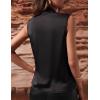 image:imageIDEALSANXUN Satin Tank Tops for Women Spring Summer V Neck Wrap Sleeveless Silk Vest Business Casual Shirts BlousesBlack