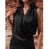 image:imageIDEALSANXUN Satin Tank Tops for Women Spring Summer V Neck Wrap Sleeveless Silk Vest Business Casual Shirts BlousesBlack