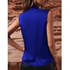 image:imageIDEALSANXUN Satin Tank Tops for Women Spring Summer V Neck Wrap Sleeveless Silk Vest Business Casual Shirts BlousesBlue
