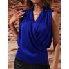 image:imageIDEALSANXUN Satin Tank Tops for Women Spring Summer V Neck Wrap Sleeveless Silk Vest Business Casual Shirts BlousesBlue