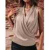 image:imageIDEALSANXUN Satin Tank Tops for Women Spring Summer V Neck Wrap Sleeveless Silk Vest Business Casual Shirts BlousesChampagne