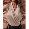 image:imageIDEALSANXUN Satin Tank Tops for Women Spring Summer V Neck Wrap Sleeveless Silk Vest Business Casual Shirts BlousesChampagne