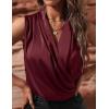 image:imageIDEALSANXUN Satin Tank Tops for Women Spring Summer V Neck Wrap Sleeveless Silk Vest Business Casual Shirts BlousesWine