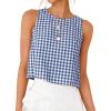 image:imageIDEALSANXUN Womens Gingham Crop Tank Tops 2026 Spring Summer Sleeveless Vest TopBlue