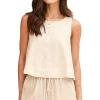 image:imageIDEALSANXUN Womens Linen Tank Tops Spring Summer Relaxed Fit Sleeveless ShirtsBeige