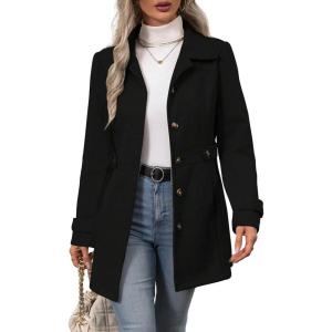 image:imageIDEALSANXUN Womens Wool Peacoat Trench Coat Dressy Blazer Fall Jackets Winter ClothingBlack