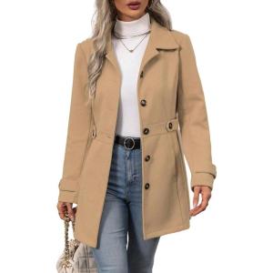 image:imageIDEALSANXUN Womens Wool Peacoat Trench Coat Dressy Blazer Fall Jackets Winter ClothingCamel