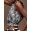 image:imageIDEALSANXUN Womens Crop Linen Halter Tops Summer High Neck Tank Tops Sleeveless ShirtsGingham Black