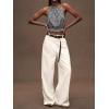 image:imageIDEALSANXUN Womens Crop Linen Halter Tops Summer High Neck Tank Tops Sleeveless ShirtsGingham Black