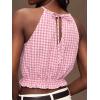 image:imageIDEALSANXUN Womens Crop Linen Halter Tops Summer High Neck Tank Tops Sleeveless ShirtsGingham Pink