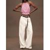 image:imageIDEALSANXUN Womens Crop Linen Halter Tops Summer High Neck Tank Tops Sleeveless ShirtsGingham Pink