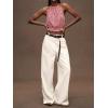 image:imageIDEALSANXUN Womens Crop Linen Halter Tops Summer High Neck Tank Tops Sleeveless ShirtsGingham Wine