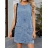 image:imageIDEALSANXUN Womens Denim Overall Dress Spring Summer Round Neck Sleeveless Jean Romper Mini DressLight Blue