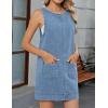 image:imageIDEALSANXUN Womens Denim Overall Dress Spring Summer Round Neck Sleeveless Jean Romper Mini DressLight Blue