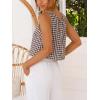 image:imageIDEALSANXUN Womens Gingham Crop Tank Tops 2026 Spring Summer Sleeveless Vest TopCoffee