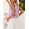 image:imageIDEALSANXUN Womens Gingham Crop Tank Tops 2026 Spring Summer Sleeveless Vest TopLight Purple