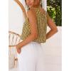 image:imageIDEALSANXUN Womens Gingham Crop Tank Tops 2026 Spring Summer Sleeveless Vest TopYellow Blue