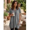 image:imageIDEALSANXUN Womens Gingham Dress Spring Summer Beach Casual Short Sleeve Plaid Mini DressesBlack