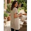 image:imageIDEALSANXUN Womens Gingham Dress Spring Summer Beach Casual Short Sleeve Plaid Mini DressesDark Khaki