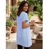 image:imageIDEALSANXUN Womens Gingham Dress Spring Summer Beach Casual Short Sleeve Plaid Mini DressesLight Blue