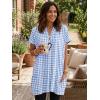 image:imageIDEALSANXUN Womens Gingham Dress Spring Summer Beach Casual Short Sleeve Plaid Mini DressesLight Blue