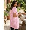 image:imageIDEALSANXUN Womens Gingham Dress Spring Summer Beach Casual Short Sleeve Plaid Mini DressesPink
