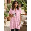 image:imageIDEALSANXUN Womens Gingham Dress Spring Summer Beach Casual Short Sleeve Plaid Mini DressesPink