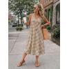 image:imageIDEALSANXUN Womens Gingham Dress Spring Summer Beach Casual Sleeveless Midi SundressesDark Khaki