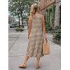 image:imageIDEALSANXUN Womens Gingham Dress Spring Summer Beach Casual Sleeveless Midi SundressesDark Khaki