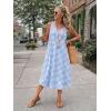 image:imageIDEALSANXUN Womens Gingham Dress Spring Summer Beach Casual Sleeveless Midi SundressesLight Blue