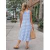 image:imageIDEALSANXUN Womens Gingham Dress Spring Summer Beach Casual Sleeveless Midi SundressesLight Blue