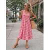 image:imageIDEALSANXUN Womens Gingham Dress Spring Summer Beach Casual Sleeveless Midi SundressesWine