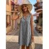 image:imageIDEALSANXUN Womens Gingham Dress Spring Summer Button Down Sleeveless Midi A Line DressBlack