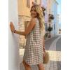 image:imageIDEALSANXUN Womens Gingham Dress Spring Summer Button Down Sleeveless Midi A Line DressDark Khaki
