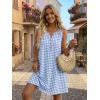 image:imageIDEALSANXUN Womens Gingham Dress Spring Summer Button Down Sleeveless Midi A Line DressLight Blue