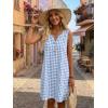 image:imageIDEALSANXUN Womens Gingham Dress Spring Summer Button Down Sleeveless Midi A Line DressLight Blue