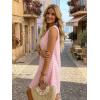 image:imageIDEALSANXUN Womens Gingham Dress Spring Summer Button Down Sleeveless Midi A Line DressPink