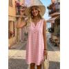 image:imageIDEALSANXUN Womens Gingham Dress Spring Summer Button Down Sleeveless Midi A Line DressPink