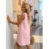 image:imageIDEALSANXUN Womens Gingham Dress Spring Summer Button Down Sleeveless Midi A Line DressPink