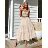 image:imageIDEALSANXUN Womens Gingham Maxi Skirts Elastic High Waisted Gingham Flowy Spring Summer Y2K Casual Boho Plaid SkirtBeige