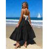 image:imageIDEALSANXUN Womens Gingham Maxi Skirts Elastic High Waisted Gingham Flowy Spring Summer Y2K Casual Boho Plaid SkirtBlack