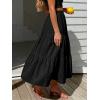image:imageIDEALSANXUN Womens Gingham Maxi Skirts Elastic High Waisted Gingham Flowy Spring Summer Y2K Casual Boho Plaid SkirtBlack